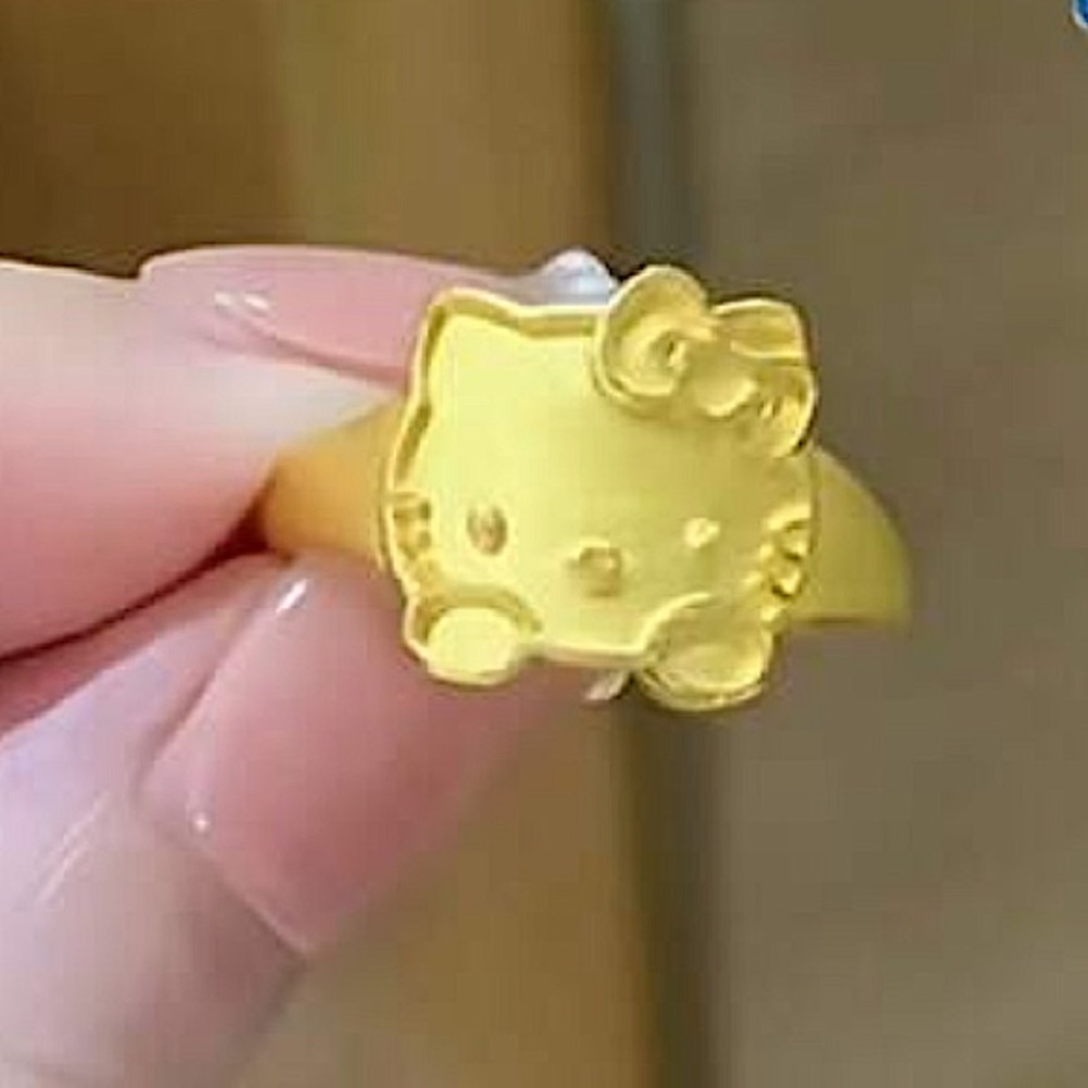 Sanrio Gold-Plated Hello Kitty Adjustable Stainless Steel Ring - Picture 9 of 10
